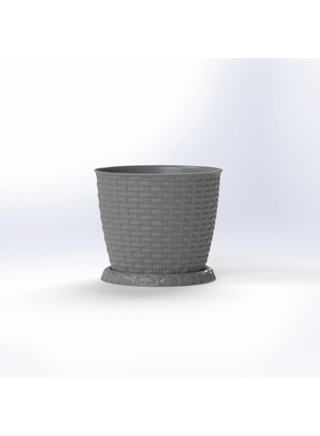Marcolo Rosa 20cm Rattan Flowerpot, Elegant Rattan Design, Flower Plant Pot Silver - Image 1